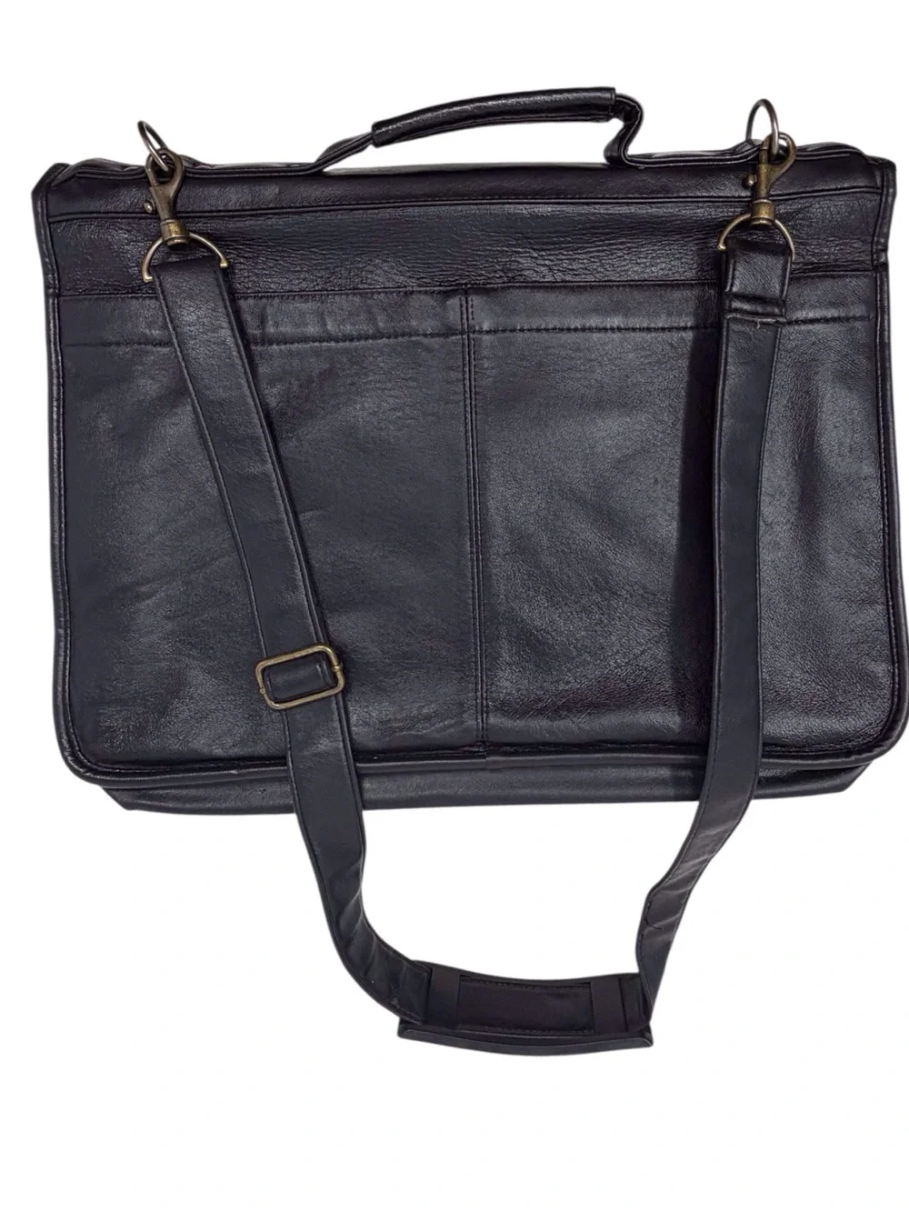 Vintage Bill Blass Black Leather Laptop/Briefcase/Messenger Bag adjustable strap